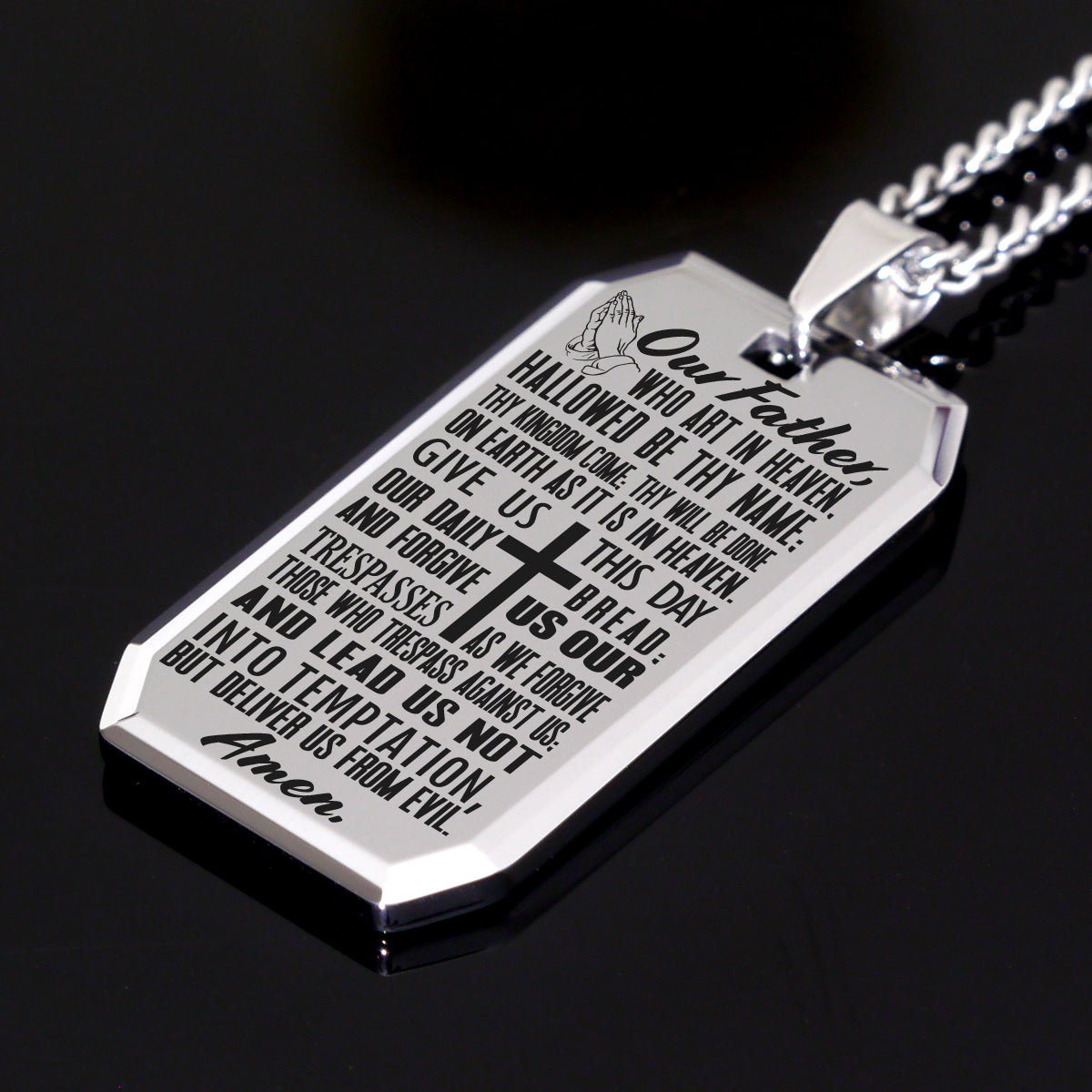 The Lord's Prayer Tungsten Steel Dog Tag Necklace