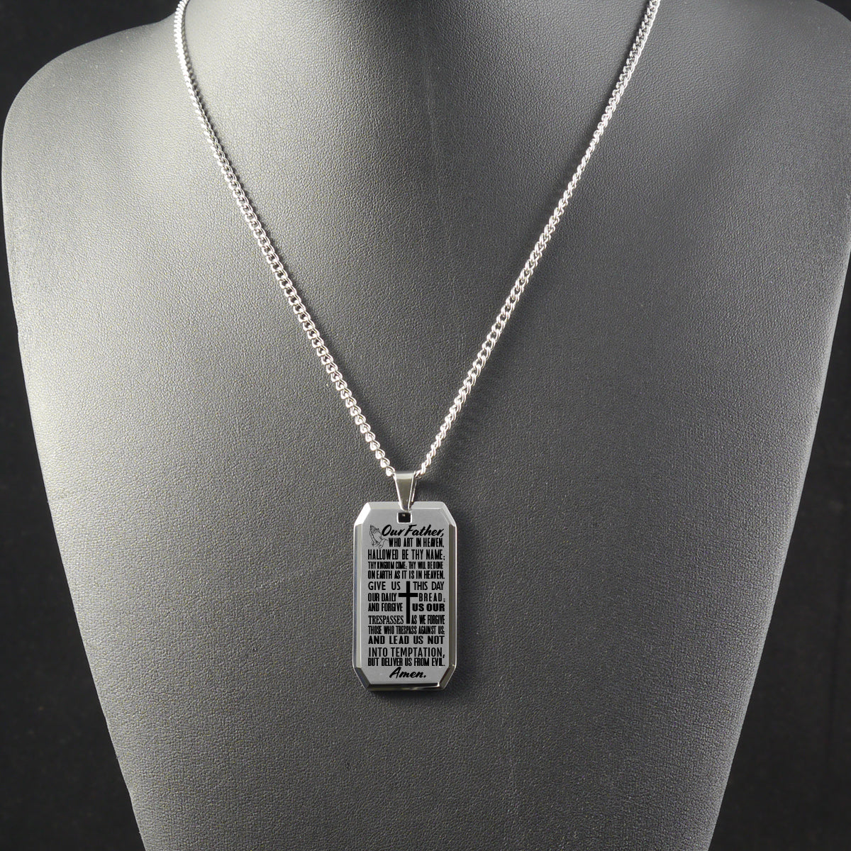 The Lord's Prayer Tungsten Steel Dog Tag Necklace