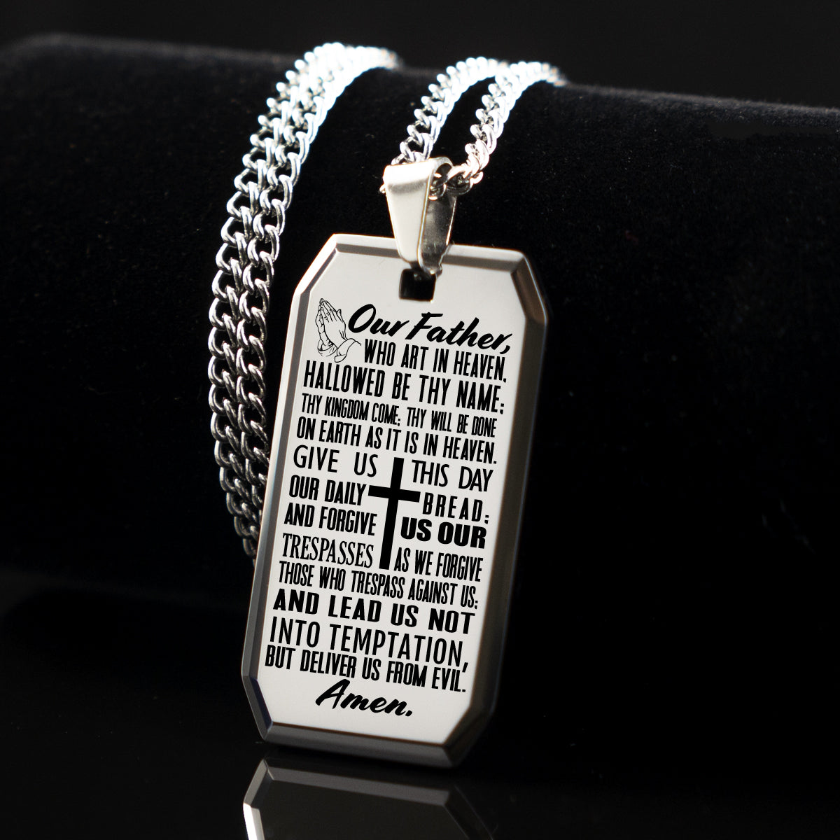 The Lord's Prayer Tungsten Steel Dog Tag Necklace