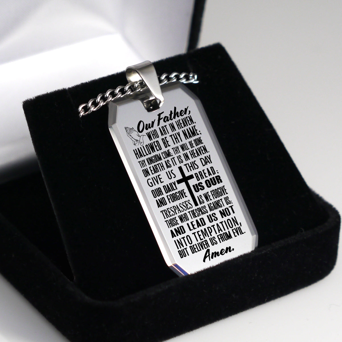 The Lord's Prayer Tungsten Steel Dog Tag Necklace