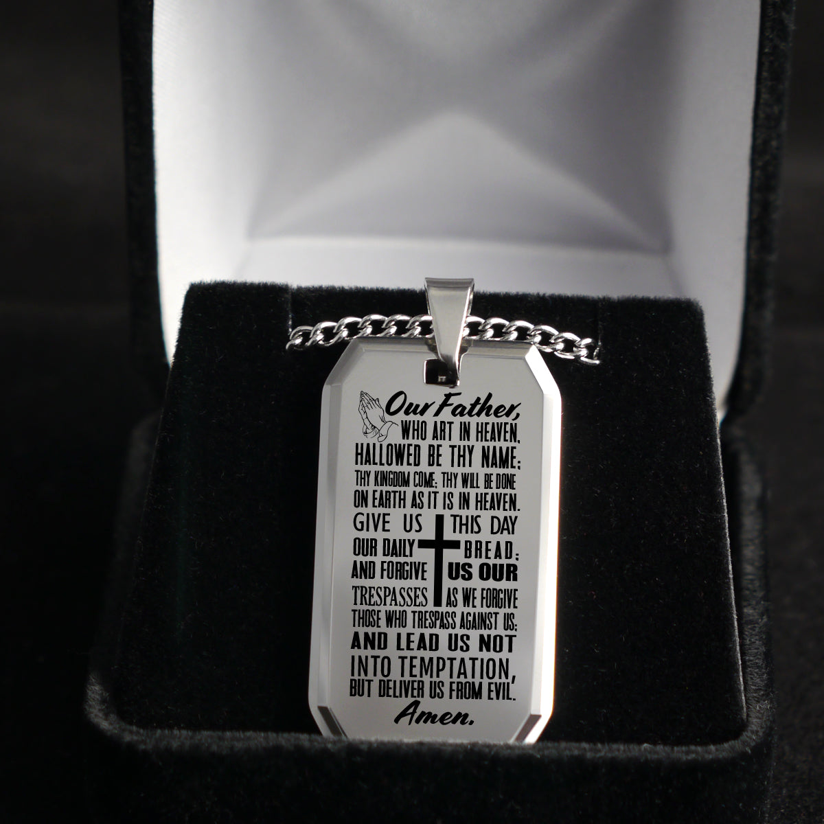 The Lord's Prayer Tungsten Steel Dog Tag Necklace
