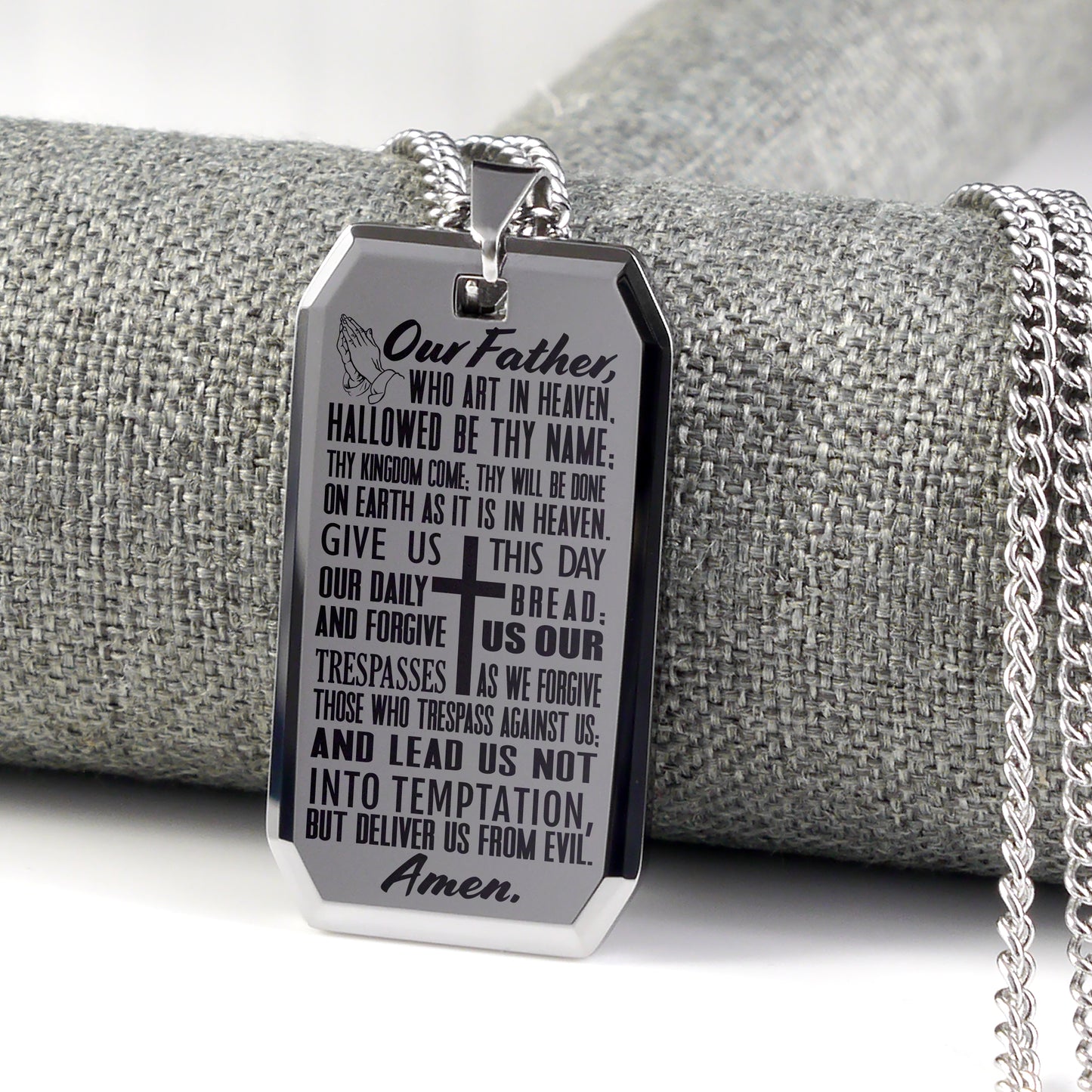The Lord's Prayer Tungsten Steel Dog Tag Necklace