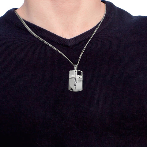 💪Fearless Raised Cross Tungsten Steel Necklace