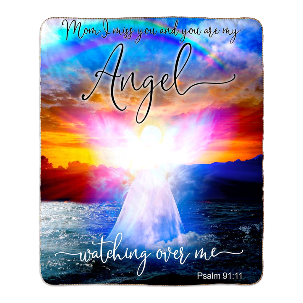 Mom - Angel Watching Over Me Fleece Sherpa Blanket