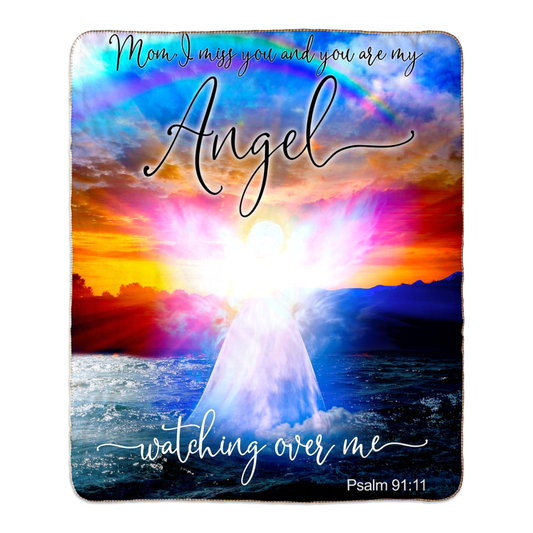 Mom - Angel Watching Over Me Fleece Sherpa Blanket